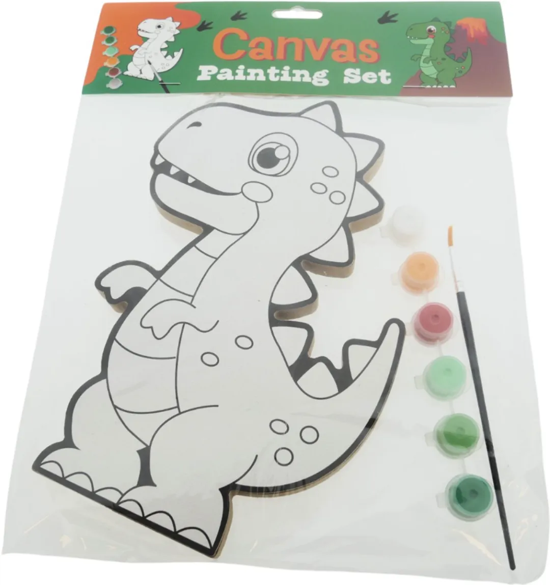 Wins Holland schilderen speelgoedset dino canvas met verf en penseel.