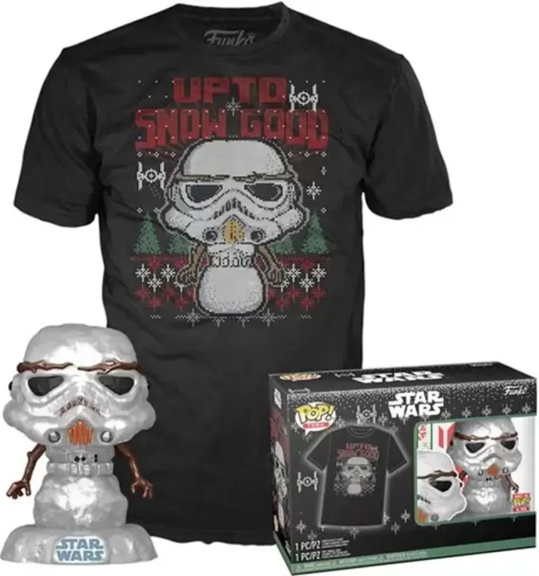 Funko Pop! Star Wars Holliday Tee Box Stormtrooper Snowman Metallic - Maat S