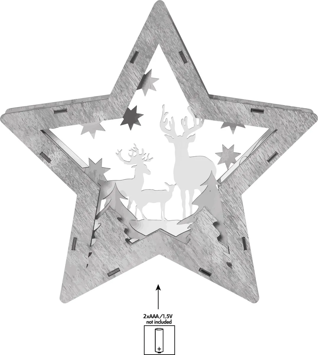 Star Trading LED Kerstster Tafeldecoratie - Warm wit - Zilver