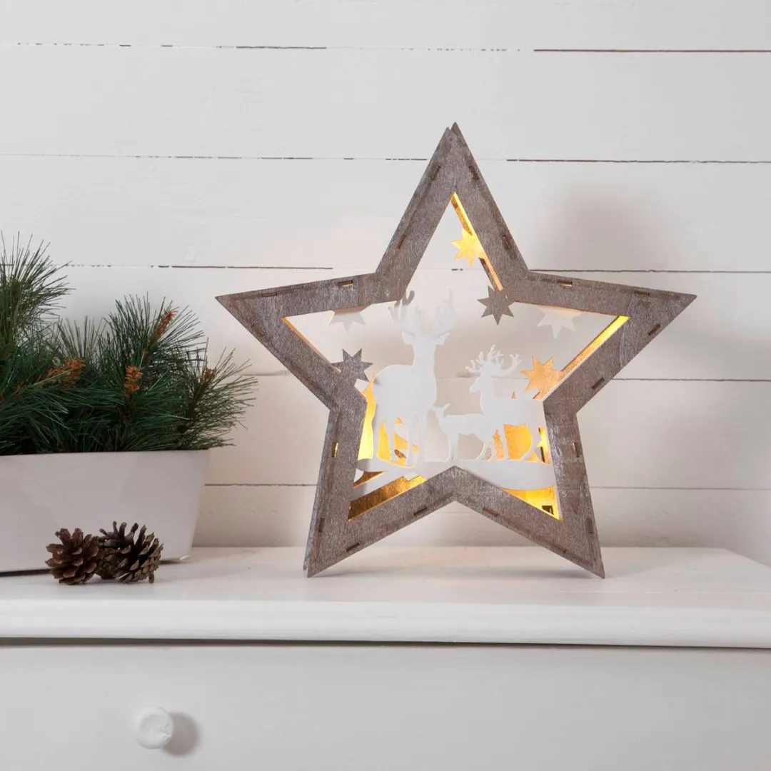 Star Trading LED Kerstster Tafeldecoratie - Warm wit - Zilver