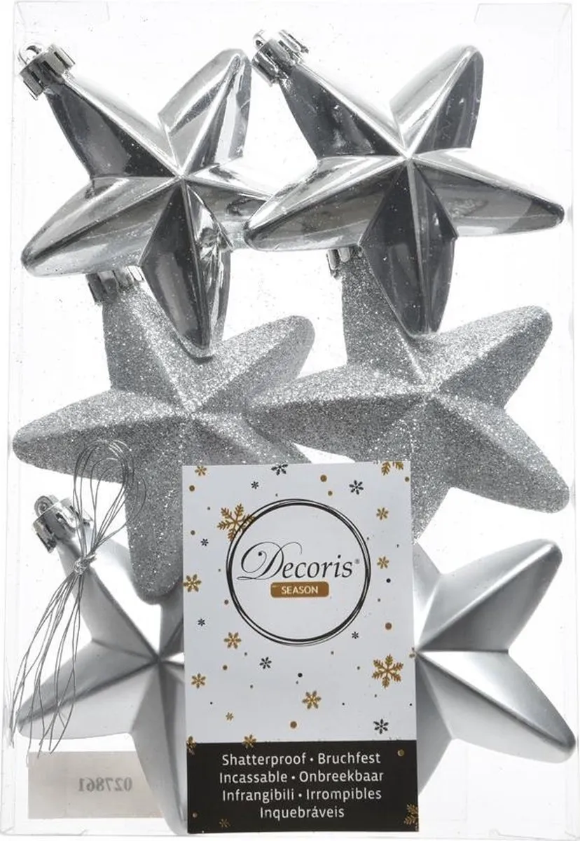 Decoris Kersthanger Ster 6-delig - Ø7cm - Zilver