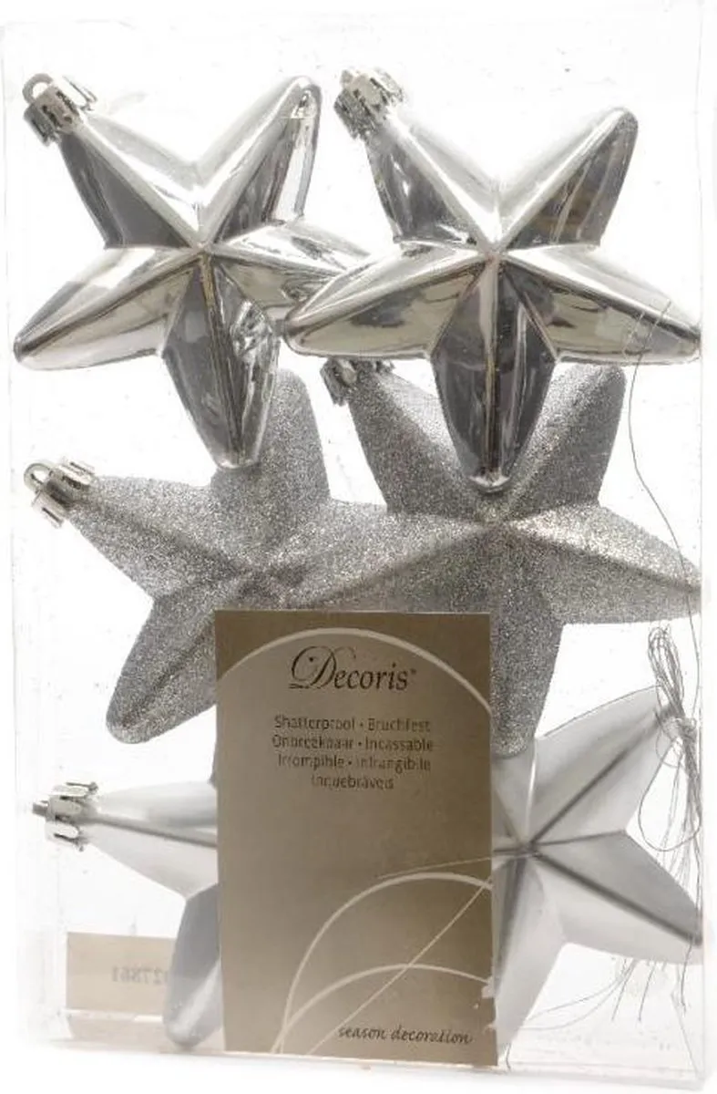 Decoris Kersthanger Ster 6-delig - Ø7cm - Zilver