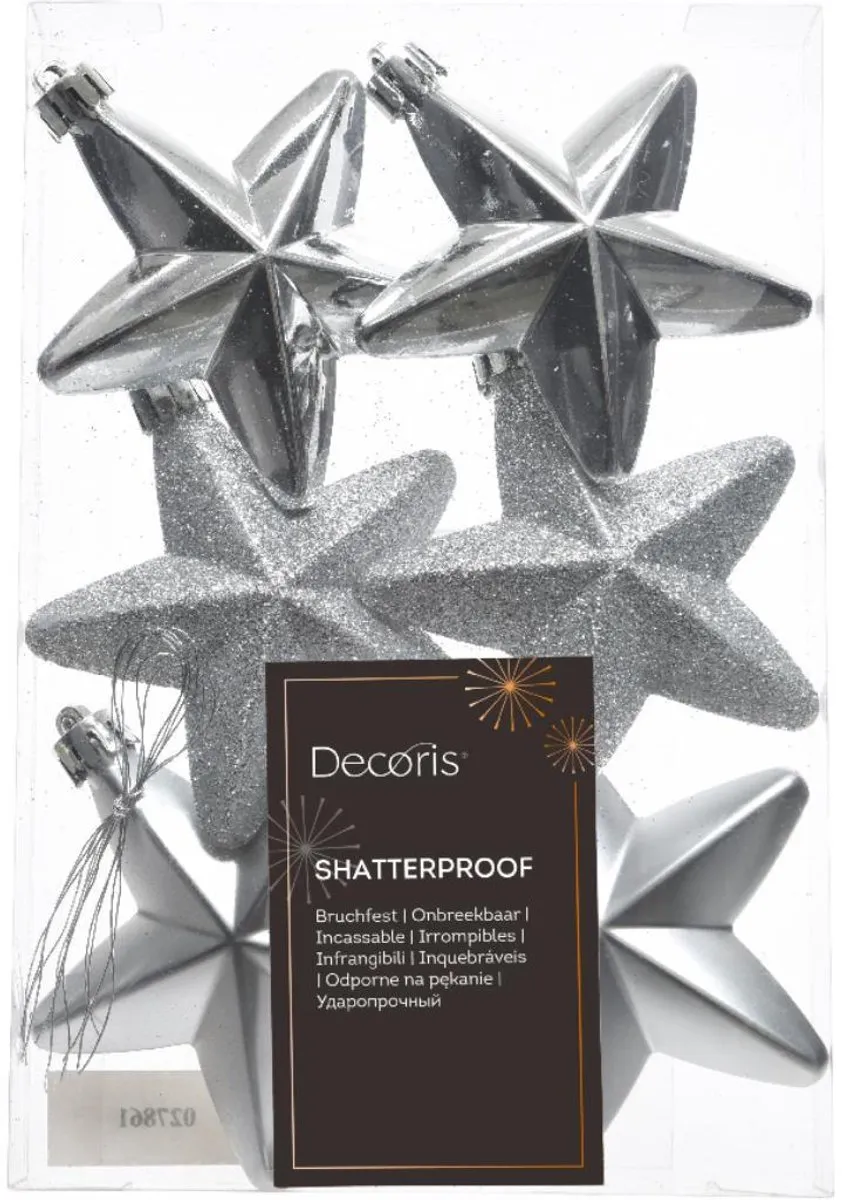 Decoris Kersthanger Ster 6-delig - Ø7cm - Zilver