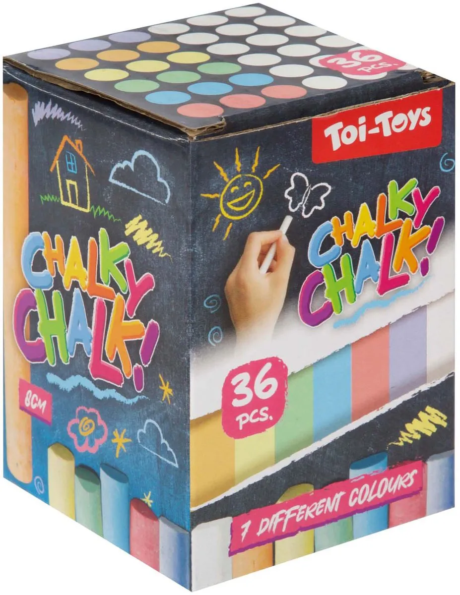 Toi-Toys Schoolbordkrijt 36 Stuks - Multikleur