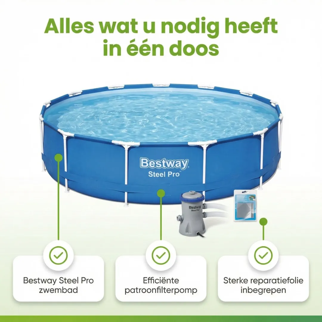 Bestway Steel Pro 5612E Zwembad 396x84cm - 8680L - Blauw