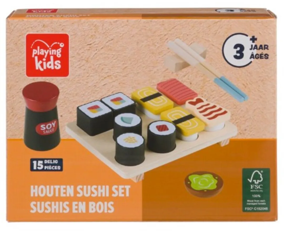 Playing Kids Houten Sushi Set Multicolor