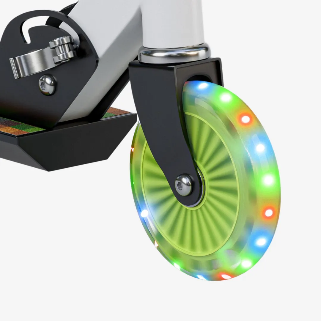 Tulano Zigzag 35 Kinderstep - Groene opvouwbare step met LED-wielen