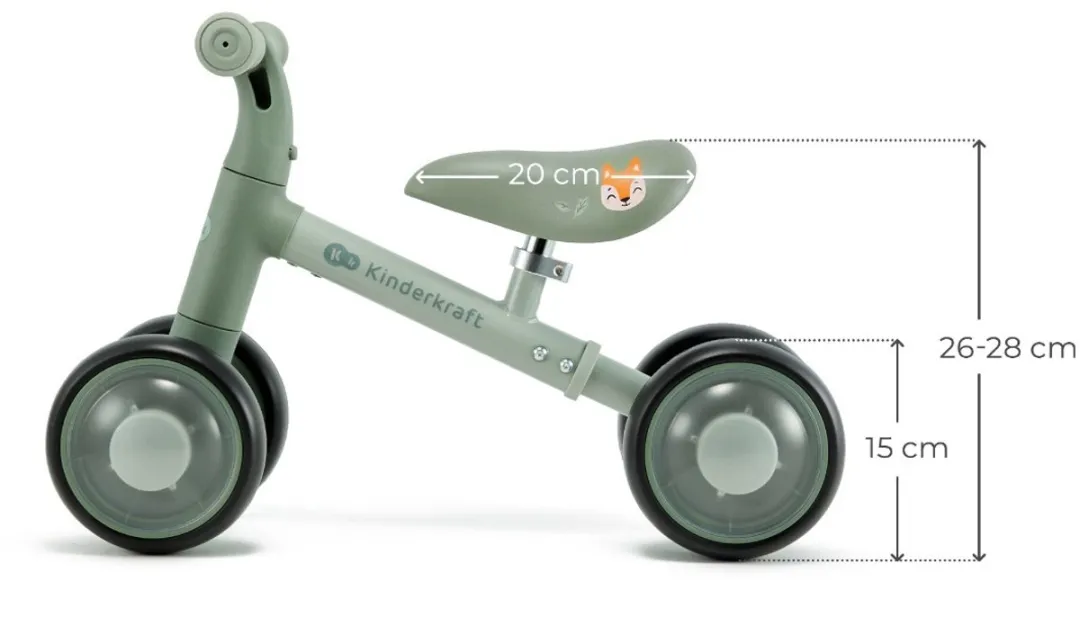 KinderKraft Cutie Flash Loopfiets 3-Wiel - Groen