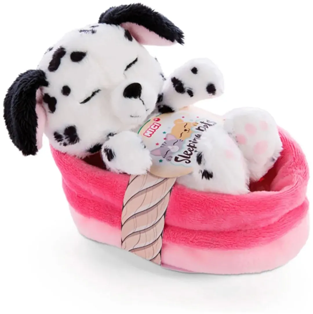 Nici Dalmatische Puppy Slaapt In Mand Met Teddybeer 12cm