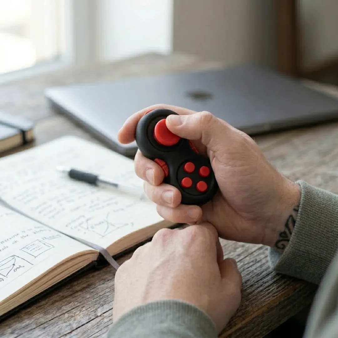 NUVEX Fidget Toy - Zwart/Rood - Met drukknoppen & polskoord