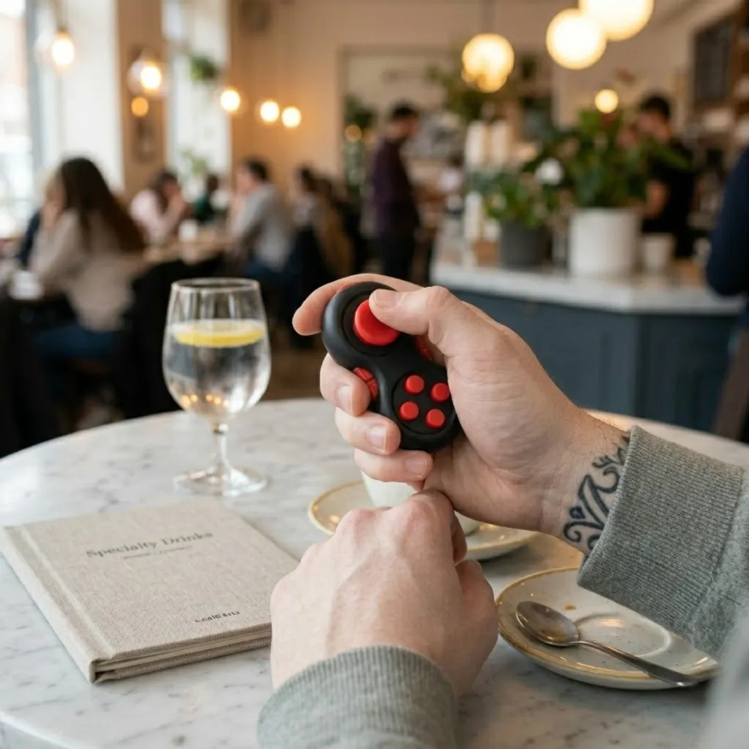 NUVEX Fidget Toy - Zwart/Rood - Met drukknoppen & polskoord