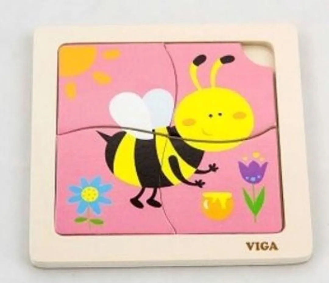 Viga Toys Houten Legpuzzel 4 Stuks - Roze