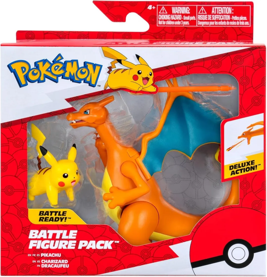 Pokémon Battle Figuren Pikachu & Charizard - 2 Stuks - Geel/Oranje