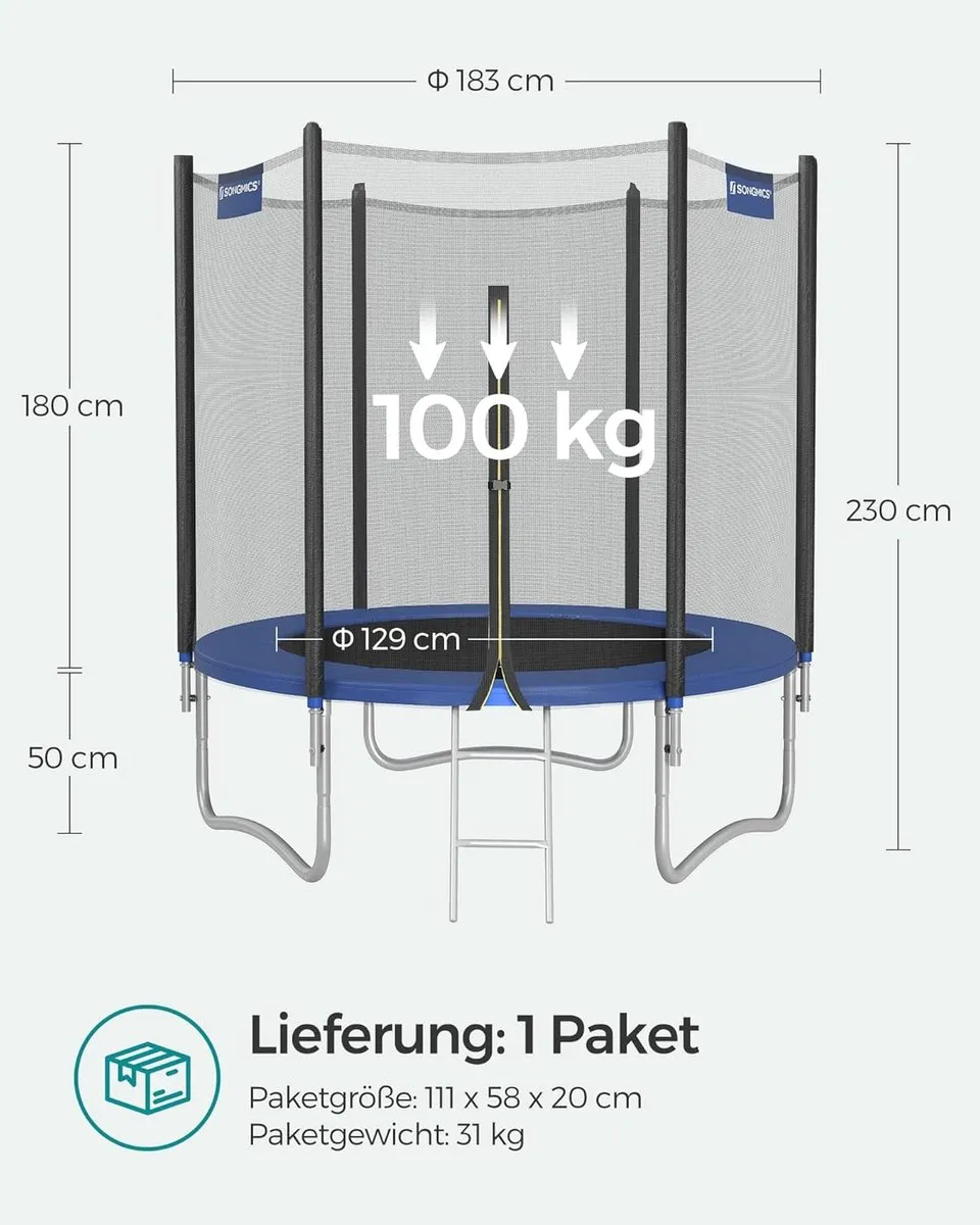 Songmics Trampoline 183cm - Veiligheidsnet & ladder - TÜV GS - afbeelding 6 van 6