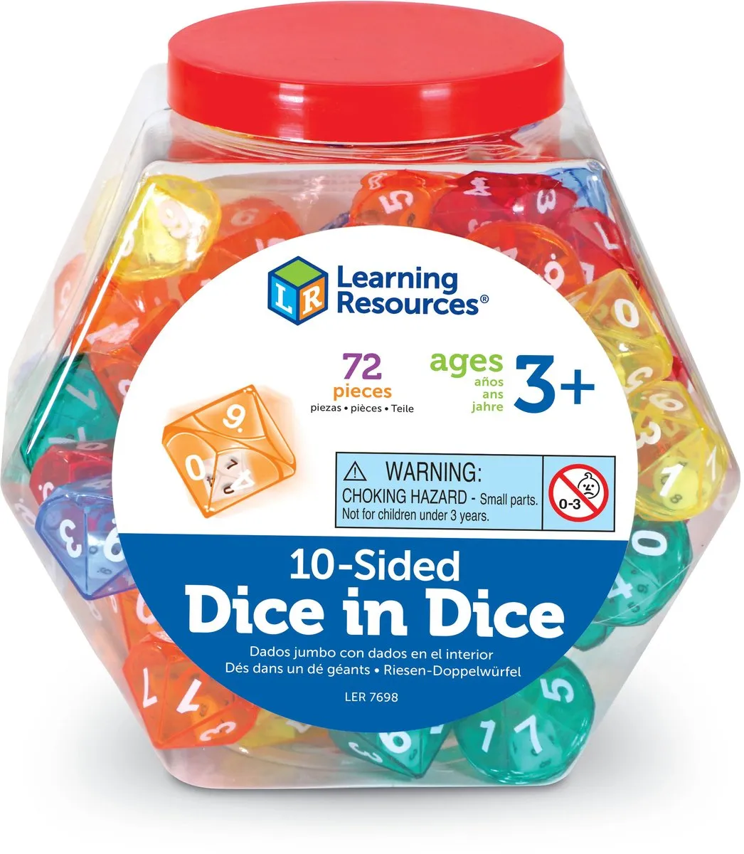 Learning Resources LER7698 10-kantige Dobbelsteen Set - 72 Stuks