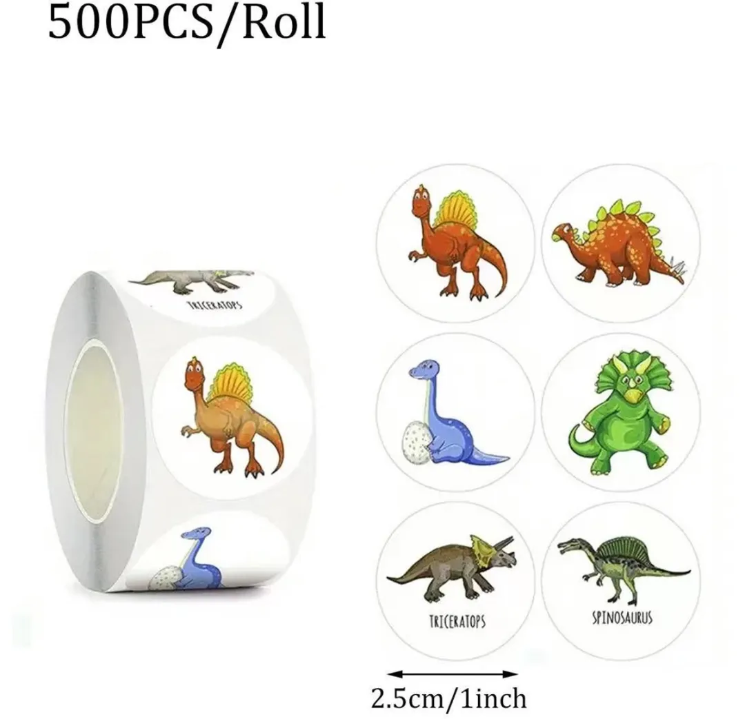 RedParrot Dinosaurus Stickerrol - 500 Stuks