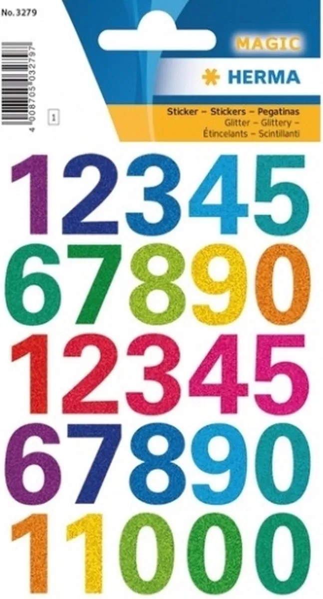 Herma Glitter Stickers Nummers 0-9