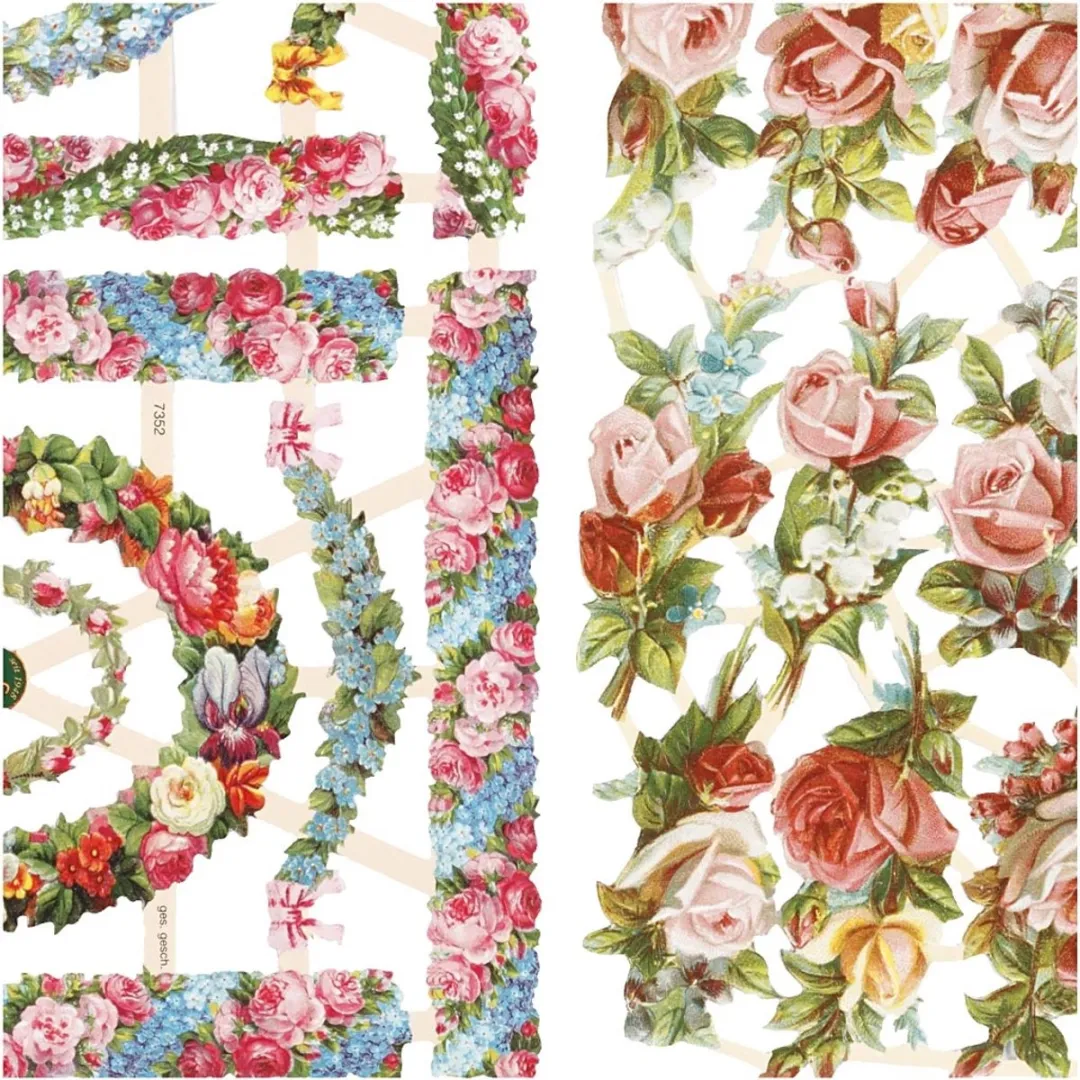 Creativ Company Vintage Plaatjes Kleine Bloemen Poëzie Album - 2 Vellen