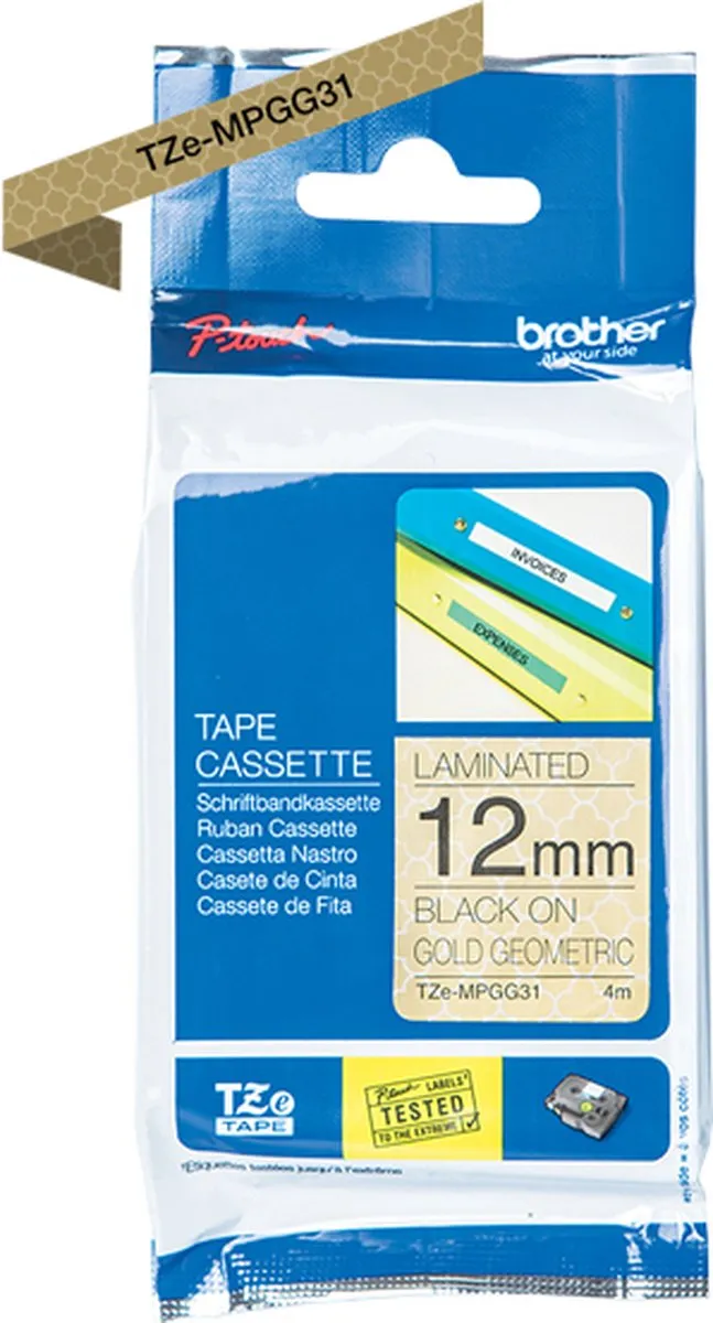 Brother TZe-MPGG31 Labeltape - Goud 12mm 4m