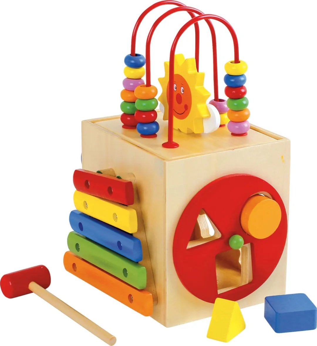 Small foot Activiteitenkubus Zon Houten Speelgoed - 1 Jaar