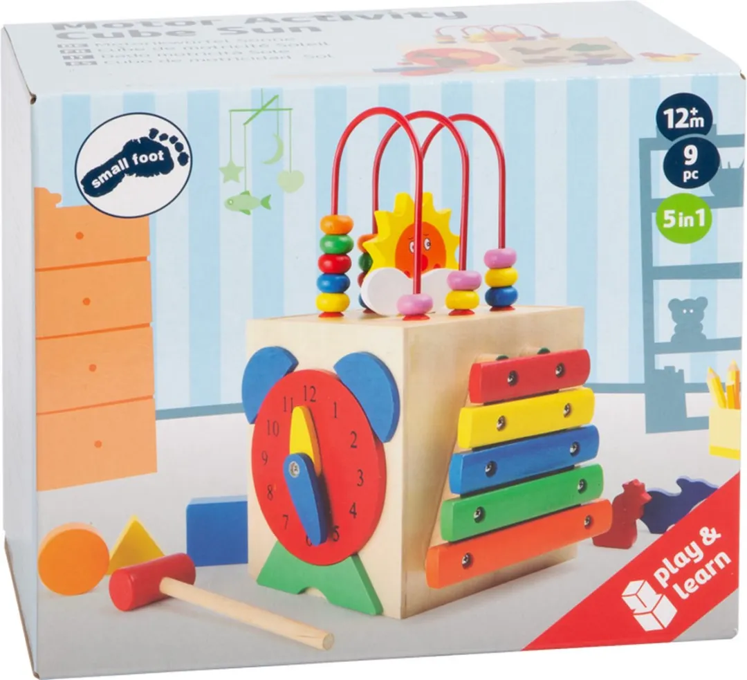 Small foot Activiteitenkubus Zon Houten Speelgoed - 1 Jaar