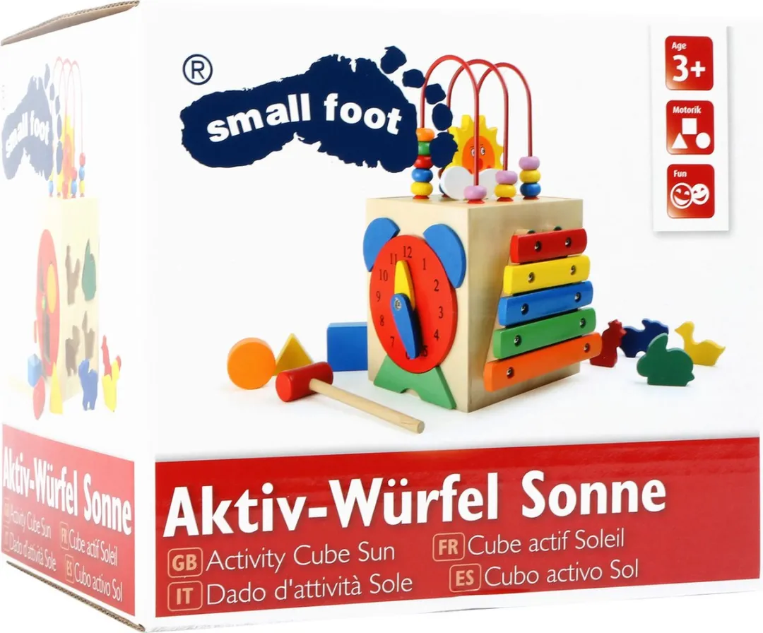 Small foot Activiteitenkubus Zon Houten Speelgoed - 1 Jaar
