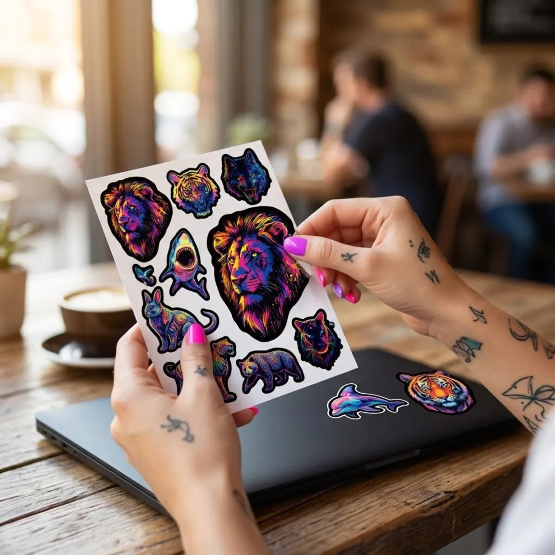 NUVEX Dierenstickers Neon Multicolor - 50 Stuks