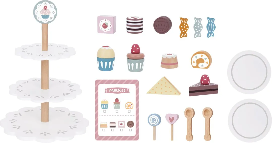Tooky Toy Houten Snoepschotel Meerkleurig - Cupcakes/Taartjes