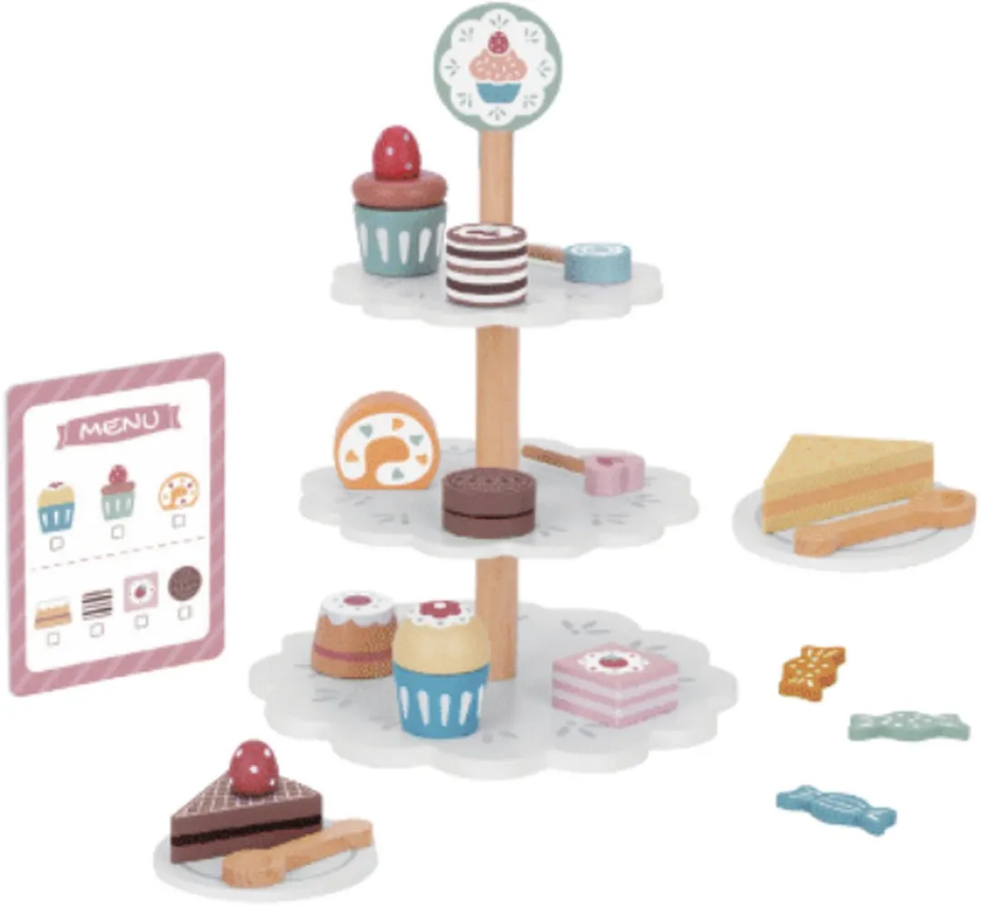 Tooky Toy Houten Snoepschotel Meerkleurig - Cupcakes/Taartjes