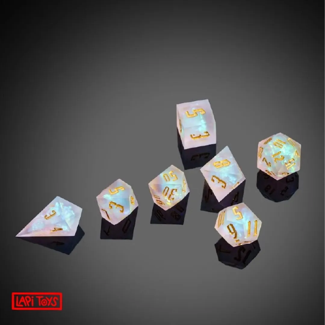 Lapi Toys DnD Dice Set Polydice - 7 Stuks - Transparant/Wit