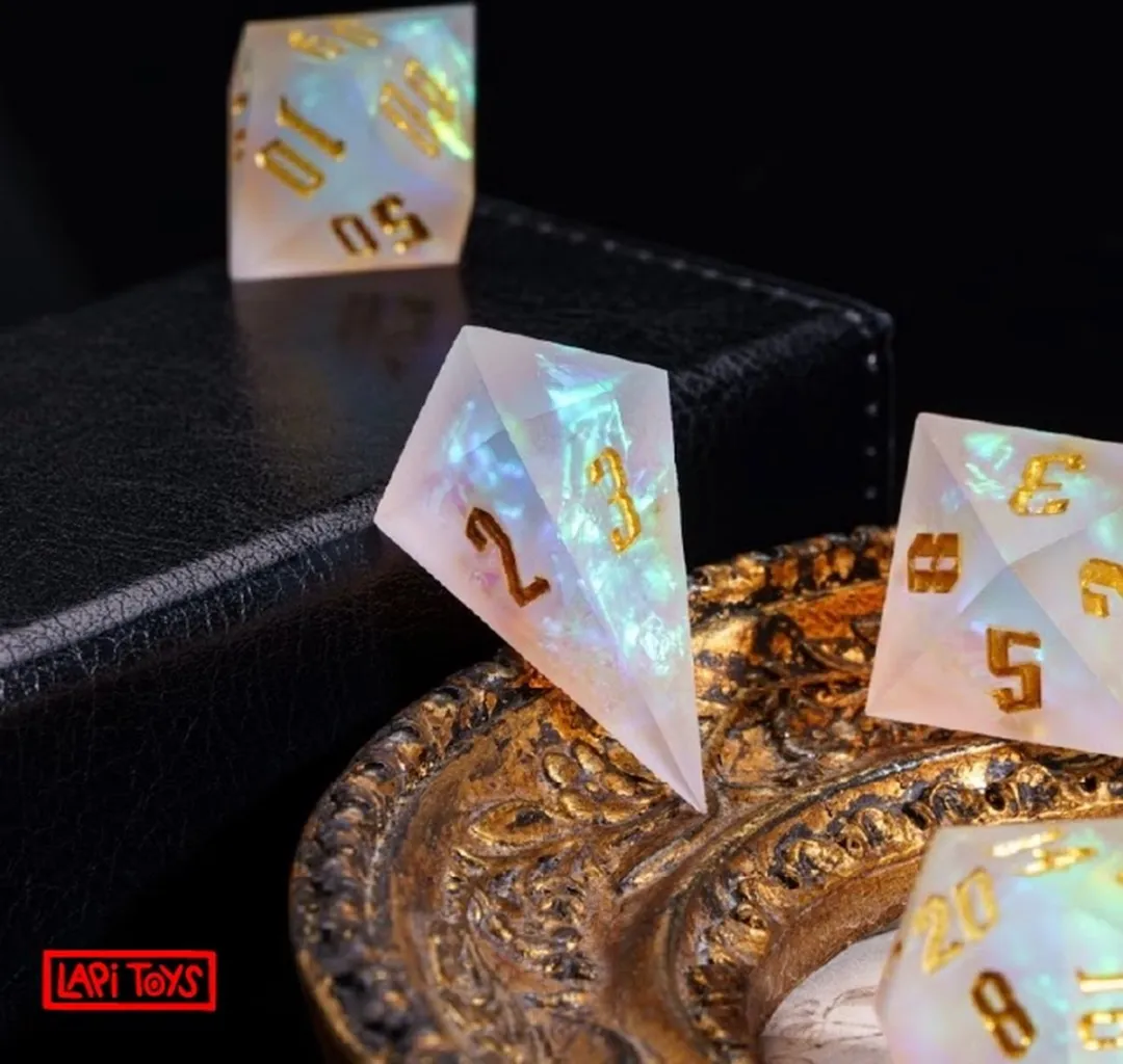 Lapi Toys DnD Dice Set Polydice - 7 Stuks - Transparant/Wit