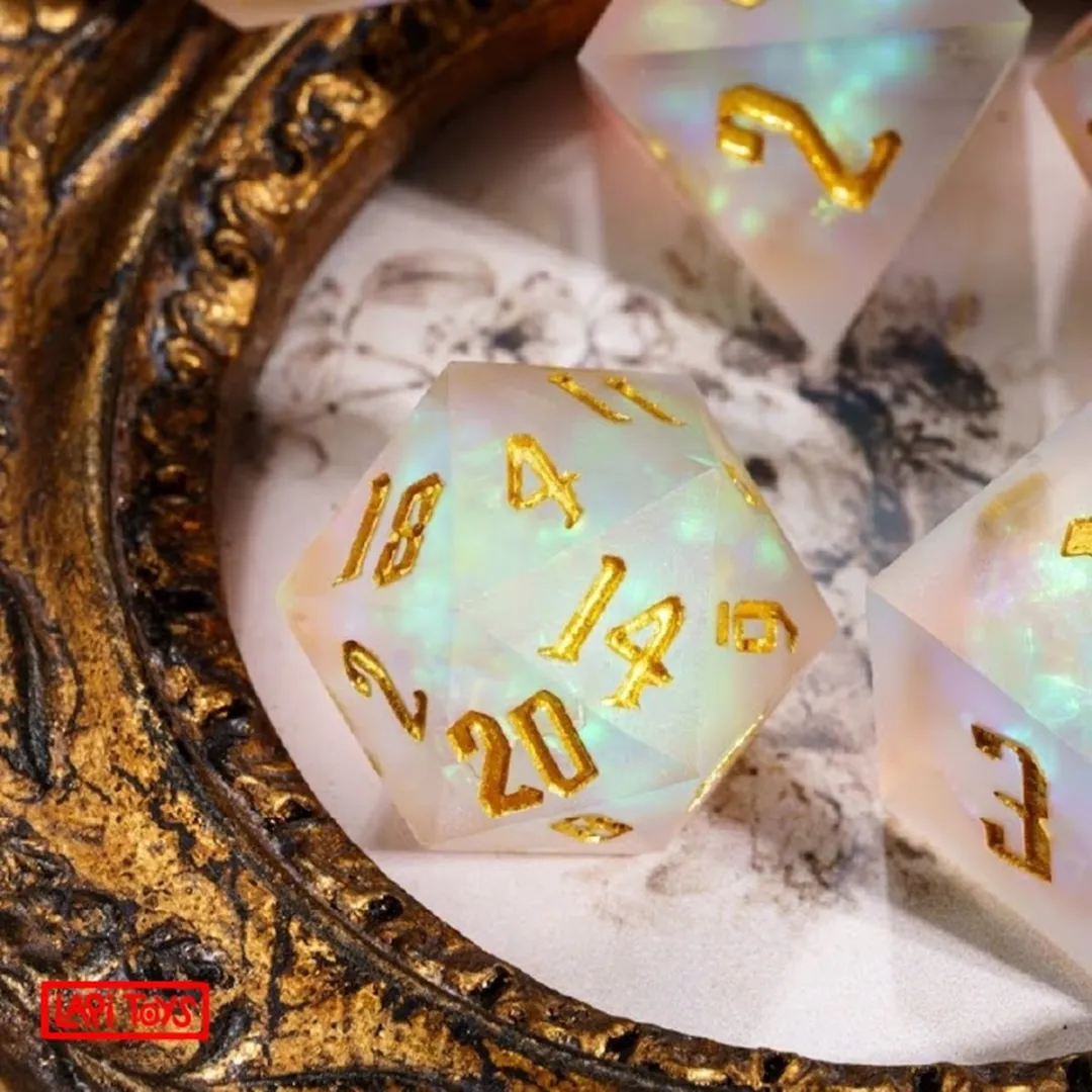 Lapi Toys DnD Dice Set Polydice - 7 Stuks - Transparant/Wit