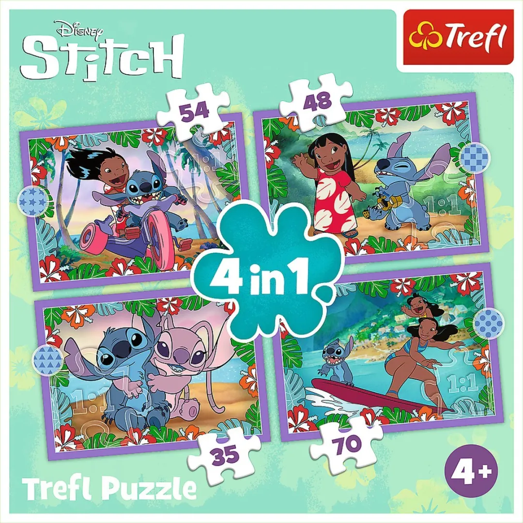 Trefl Lilo & Stitch 4-in-1 Legpuzzel - 41 Stuks - Meerkleurig