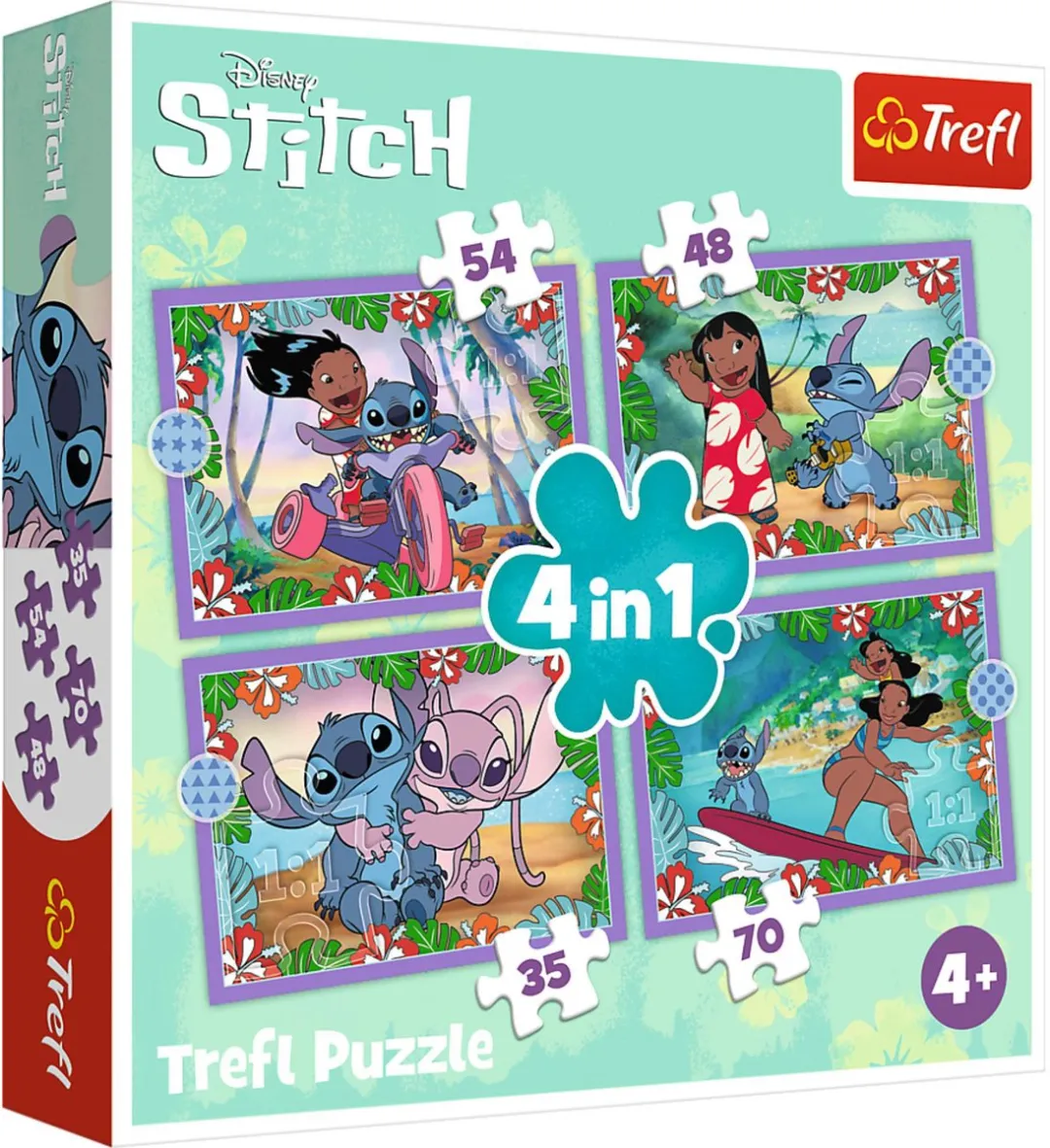 Trefl Lilo & Stitch 4-in-1 Legpuzzel - 41 Stuks - Meerkleurig