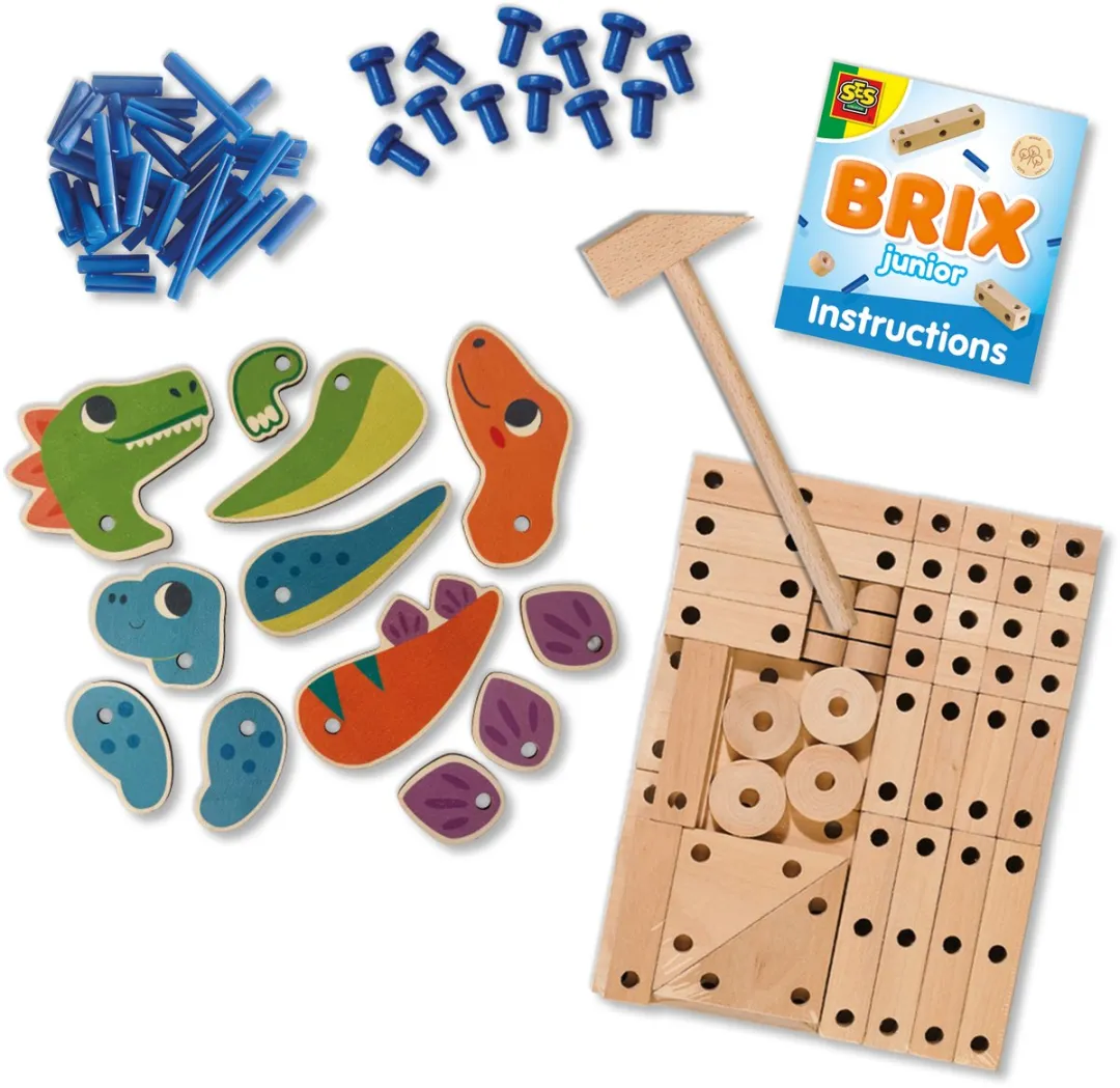 SES Creative BRIX Junior Dino's Bouwset - 45 Stukken - Meerkleurig