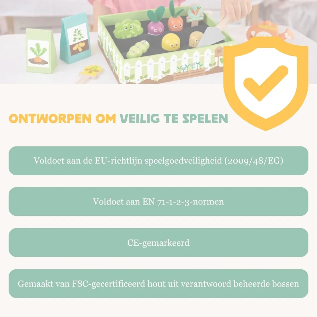 Tooky Toy Houten Groentetuintje 14-delig - Meerkleurig