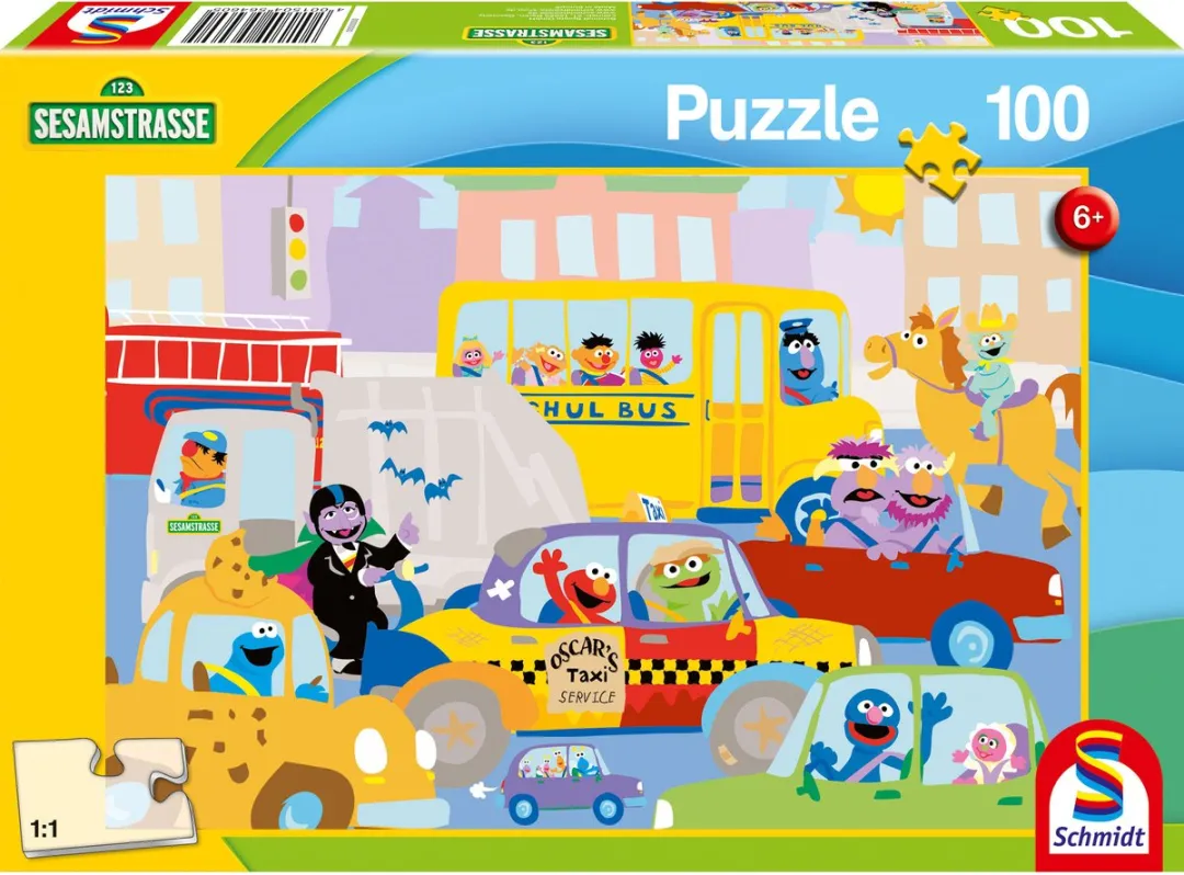 Schmidt Spiele Sesamstraat In het Verkeer Puzzel 100 Stuks