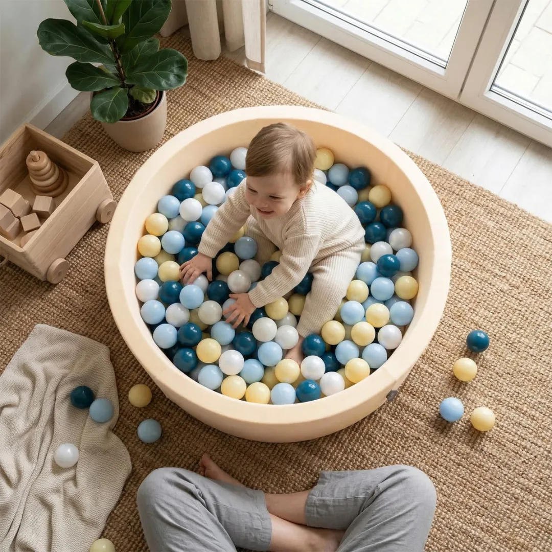 KiddyMoon Schuim Ballenbad 90x30cm - 200 Ballen Botergeel Parelmoer