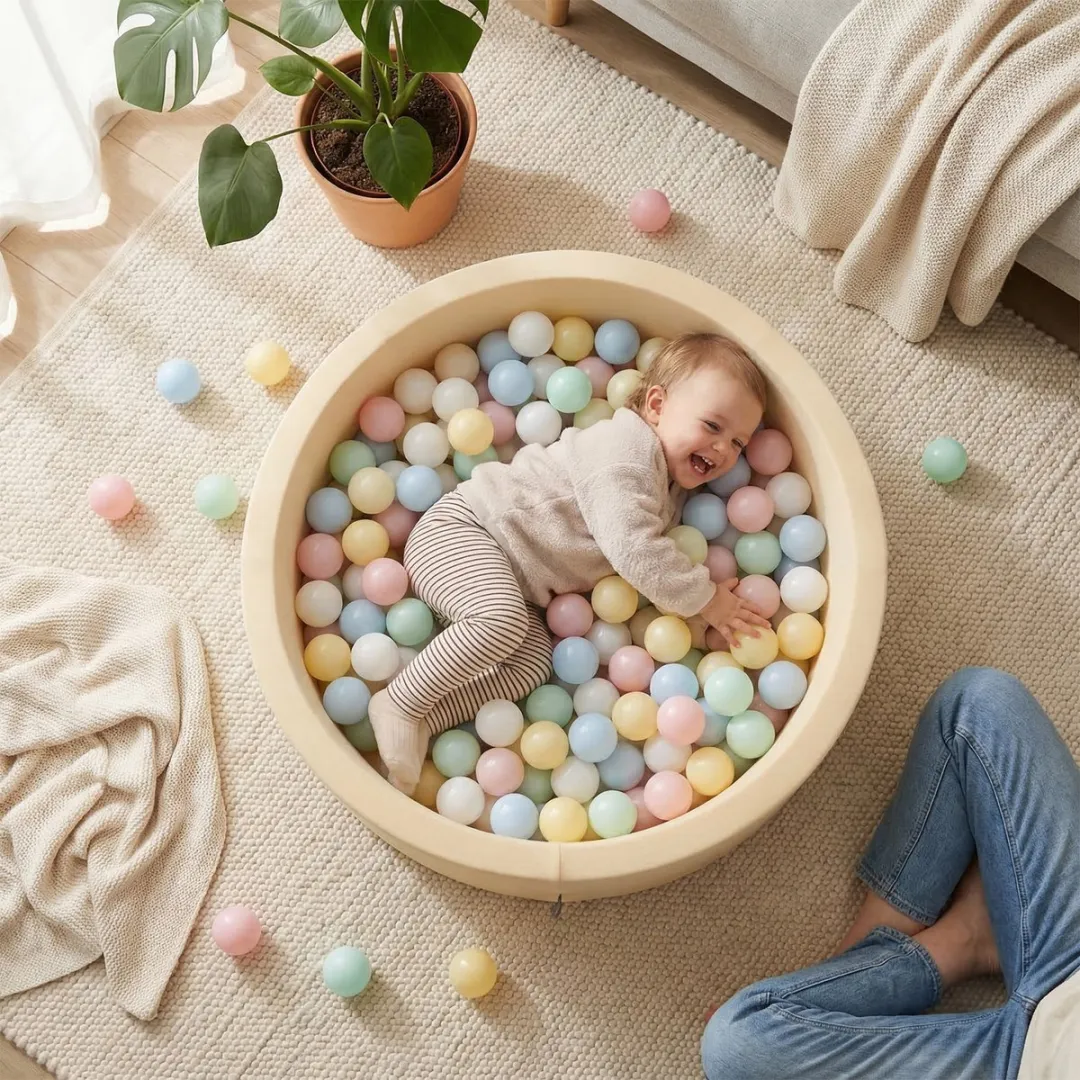 KiddyMoon Schuim Ballenbad 90x30cm - 200 Ballen Botergeel Parelmoer