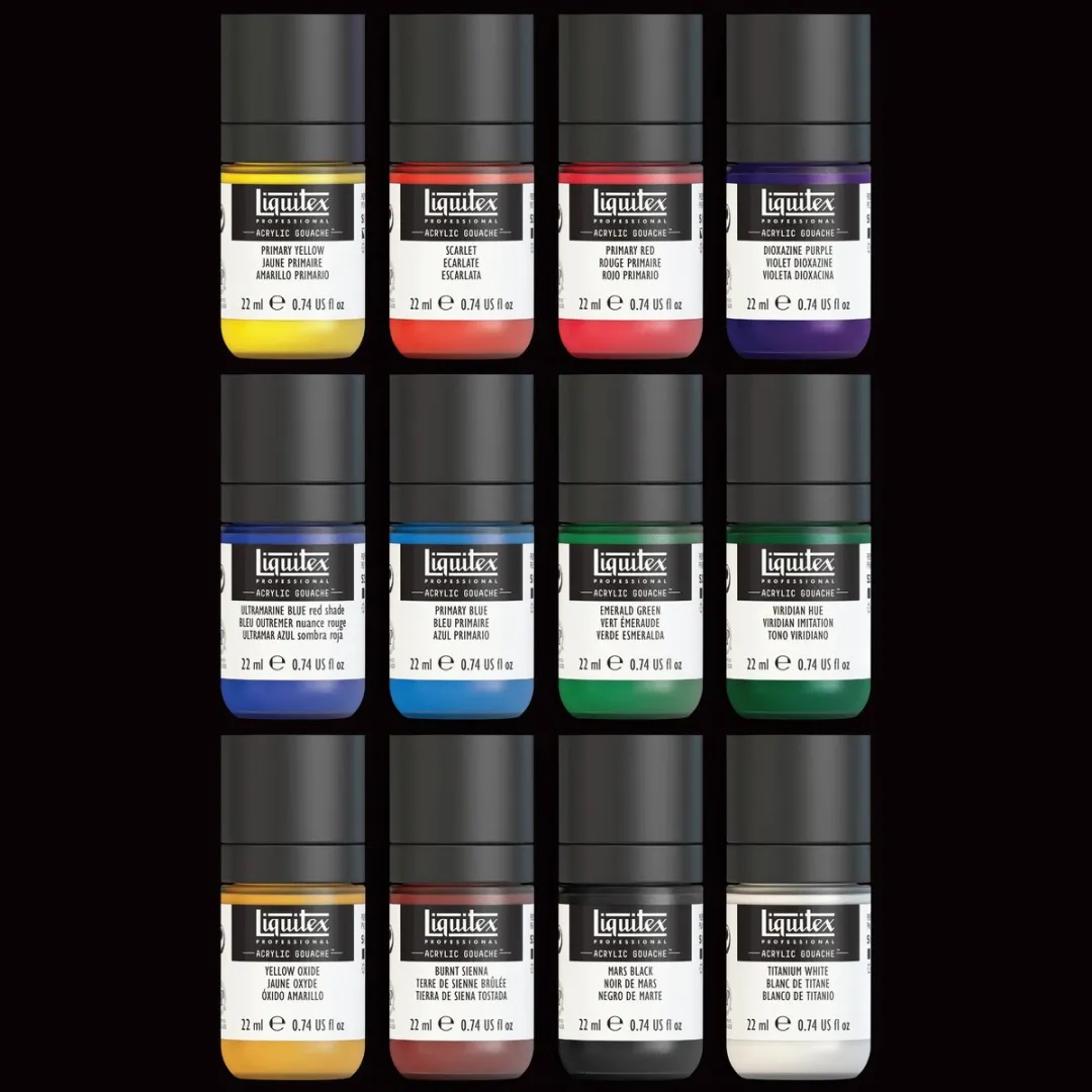 Liquitex Acrylic Gouache Set Essentials 12x22ml - 12 Kleuren