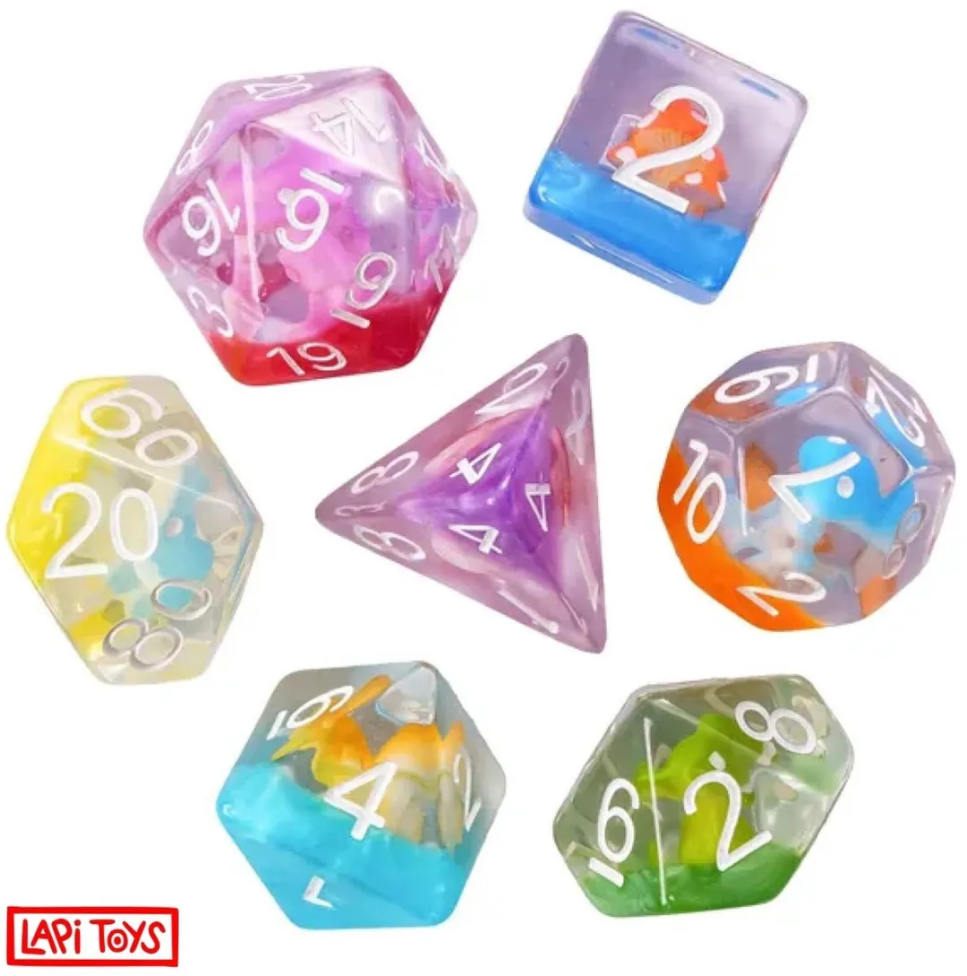 Lapi Toys Polydice Dungeons & Dragons Dobbelstenen - 7-delig Meerkleurig