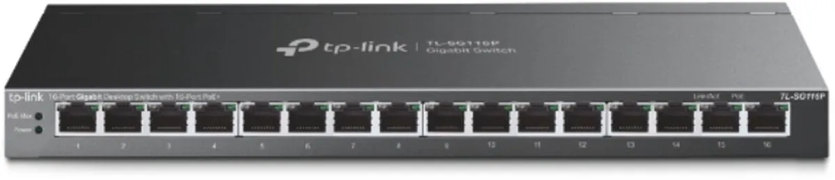 TP-Link TL-SG116P Netwerkswitch 16 Poorten - 8x PoE 110W