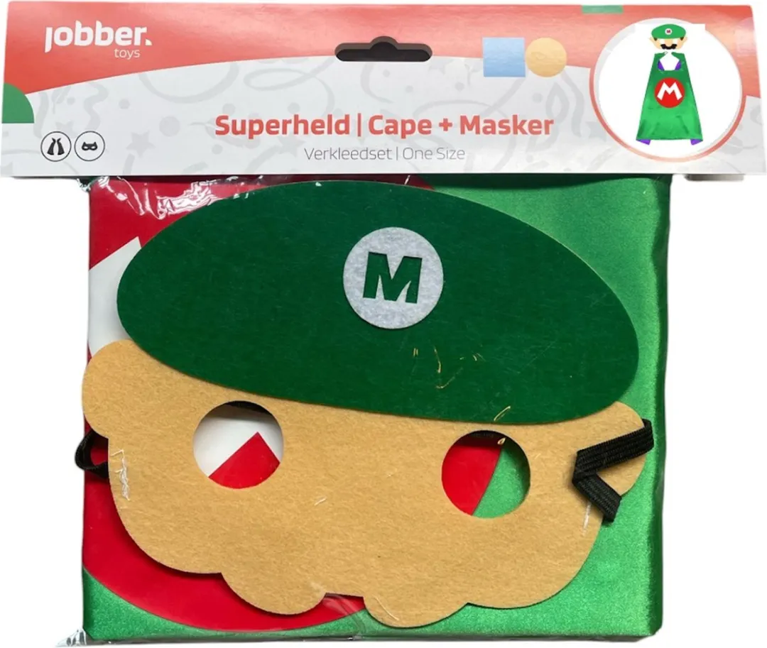 Jobber Toys Luigi Verkleedset - Superheldencape inclusief masker - One size