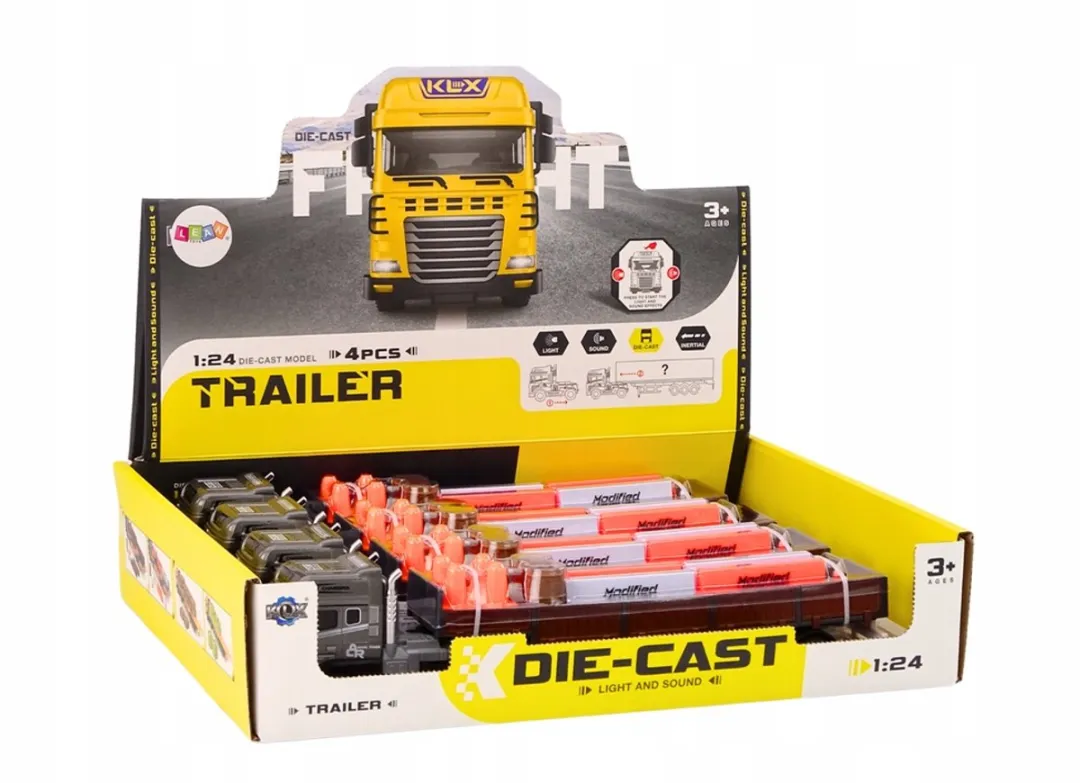 Lean Toys Speelgoed Vrachtwagen met Trailer 1:24 - Bruin/Grijs/Oranje/Wit - afbeelding 3 van 4