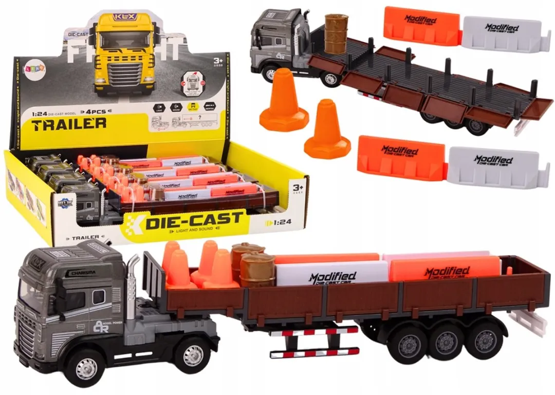 Lean Toys Speelgoed Vrachtwagen met Trailer 1:24 - Bruin/Grijs/Oranje/Wit - afbeelding 2 van 4