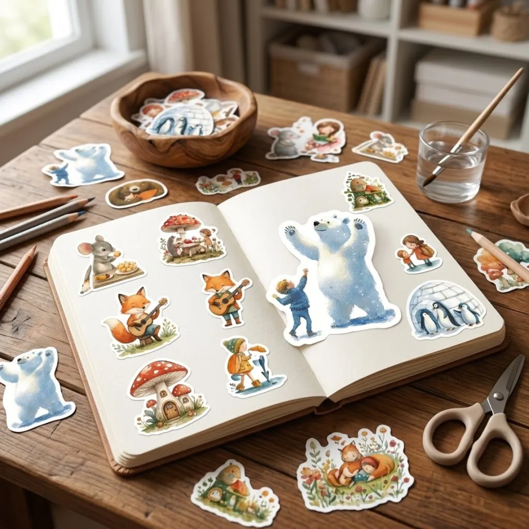 NuveX Multikleur Bosdieren & Bloemen Stickers - 50 Stuks