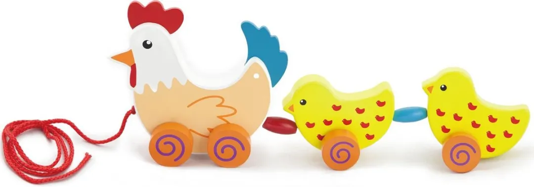 Viga Toys Trekdier Kip met 2 Kuikens