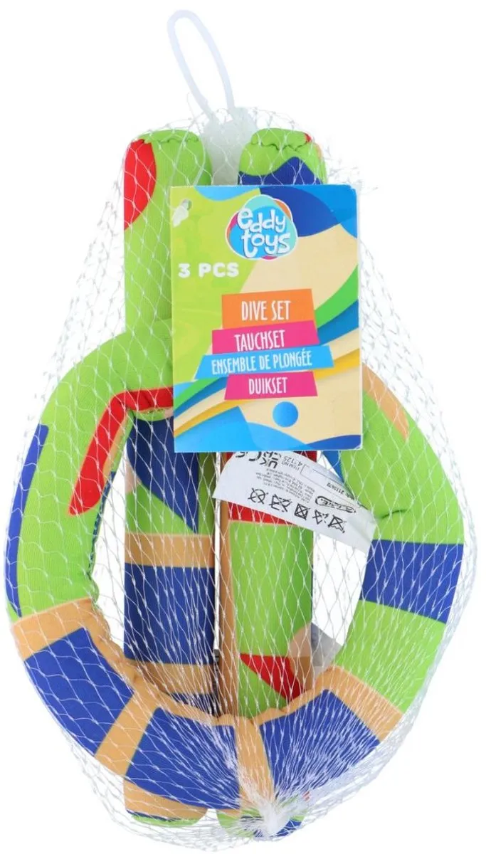 Eddy Toys Duikspeelgoedset 3-delig - 2 Staven & Ring - Blauw/Beige