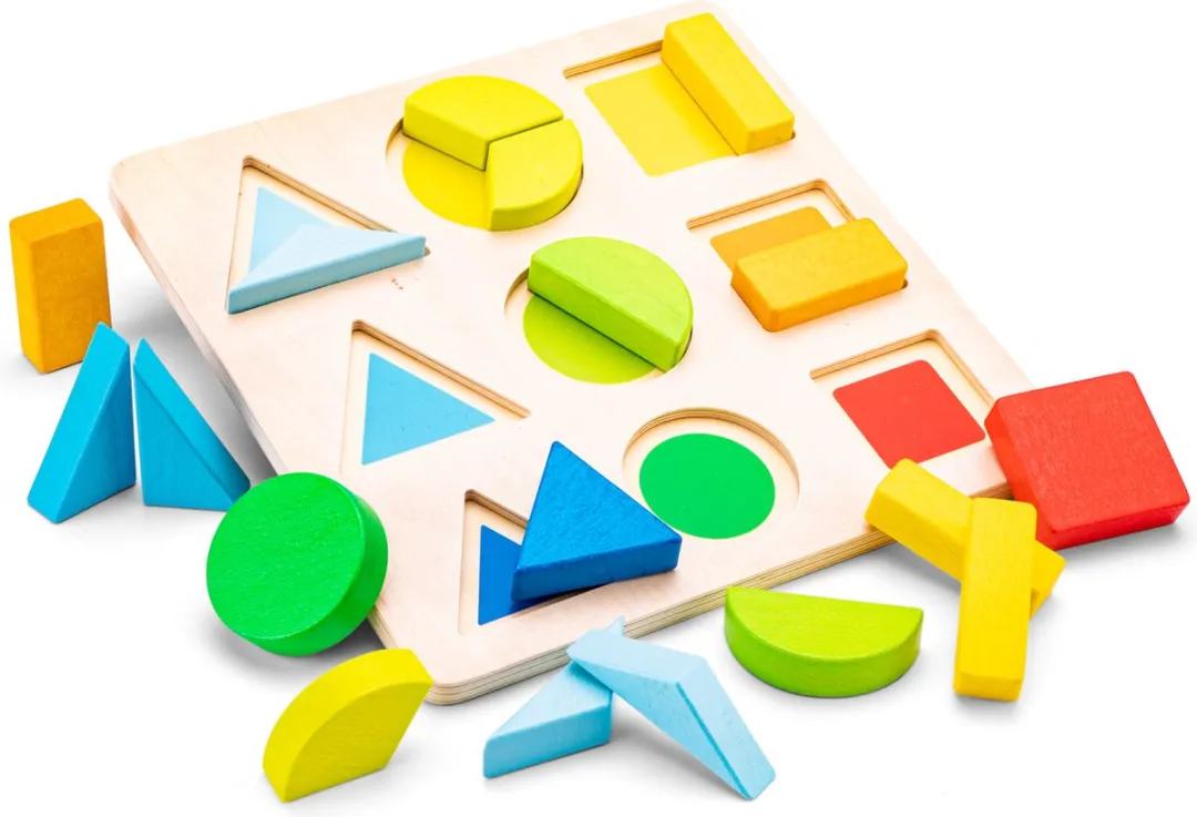 New Classic Toys Houten Geometrische Vormenpuzzel 18-delig