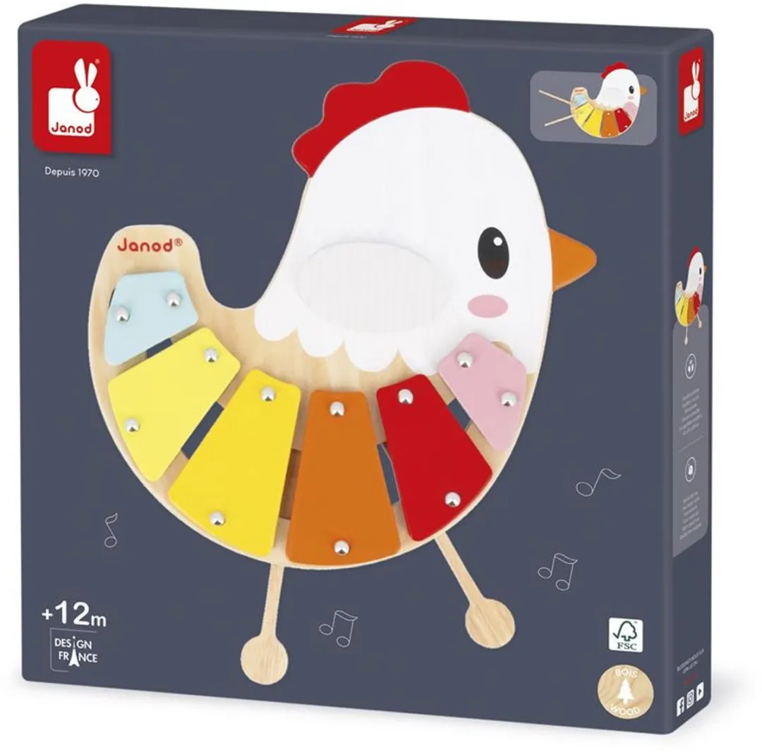 Janod Boerderij Xylofoon Haan - 6 Tonen - Multicolor